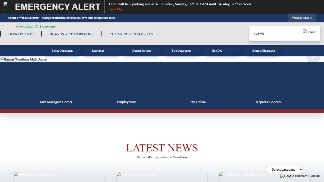 Windham, CT Official Website